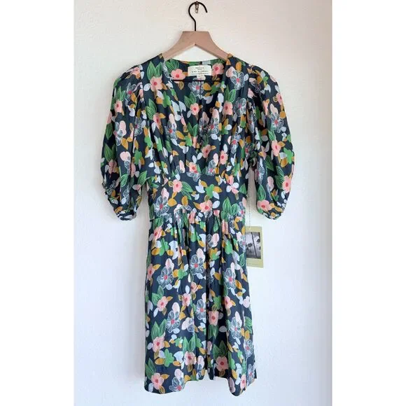 NEW Trovata Birds of Paradis Silk-Blend Gia Dress in Wild Hibiscus Print Size XS - Picture 5 of 15